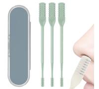 2-in-1 Nasal Hair Cutter, Upgraded Double Sided Nasal Hair Trimmer for Women Men, Portable Manual 360° Rotating with Ear Digger for Women Men, Travel Essentials (Green,3 Pcs)