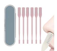 2-in-1 Nasal Hair Cutter, Upgraded Double Sided Nasal Hair Trimmer for Women Men, Portable Manual 360° Rotating with Ear Digger for Women Men, Travel Essentials (Pink,6 Pcs)