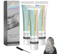 2 in 1 Natural Essence Extract Silver Hair Dye,Non Damage Long Lasting Metallic Silver Gray Hair Dye,No Bleach for All Women and Men Hairstyle