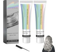 2 in 1 Natural Essence Extract Silver Hair Dye,Non Damage Long Lasting Metallic Silver Gray Hair Dye,No Bleach for All Women and Men Hairstyle