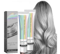 2 in 1 Natural Essence Extract Silver Hair Dye, Silver Gray Plant Hair Dye, Natural Hair Dye Cream, Permanent Hair Dye No Damage, Suitable for All Hair Types (2 pcs)