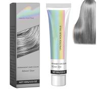 2 in 1 Natural Essence Extract Silver Hair Dye, Silver Metallic Hair Dye | Silver Gray Hair Dye, Silver Gray Natural Hair Dye Cream,Instant Natural Hairstyle Cream Dye, (Silver, 1PC)