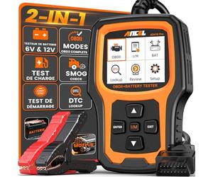 2 in 1 OBD2 Valise Diagnostic Auto et Testeur de Batterie de Voiture Ancel | AD410Pro Universel Lecteur de Codes D'erreur avec Fonctions OBD2 Complètes, 12V Tests de Batterie, Tests de Démarrage/Charge
