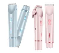 2 in 1 Painless Bikini & Facial Hair Trimmer, Comfort 2 in 1 Electric Lady Shaver,IPX7 Gentle Dual-Head Bikini Trimmer for Women (Pink+Blue)