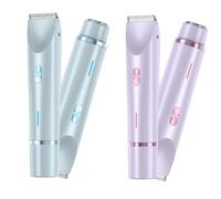 2 in 1 Painless Bikini & Facial Hair Trimmer, Comfort 2 in 1 Electric Lady Shaver,IPX7 Gentle Dual-Head Bikini Trimmer for Women (Blue+Purple)