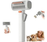 2-in-1 Pet Self-Detangling & Grooming Comb, Deshedding Brush for Dogs, Self Cleaning Pet Grooming Comb with Release Button, Stainless Steel Metal Teeth to Remove Mats and Tangles (1Pcs)