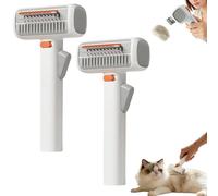 2-in-1 Pet Self-Detangling & Grooming Comb,Self Cleaning Pet Grooming Comb with Release Button,Dog Brush Cat Grooming Comb,for Long or Short Hair, Tangles & Loose Fur (2pcs)
