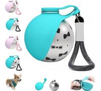 2 in 1 Portable Dog Water Bottle, Dogs Water Bottle Portable with Leak-Proof & One-Hand Operation, Light Dog Travel Bowl, Ideal for Walking, Hiking & Travels (Blue+Print)