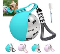 2-in-1 Portable Dog Water Bottle for Small Dogs - Leak-Proof & Compact Dog Travel, Foldable Pet Water Bottle for Travel - Stainless Steel Bottle & Silicone Bowl, for Walking Hiking (Blue+Print)