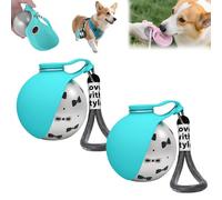 2-in-1 Portable Dog Water Bottle for Small Dogs - Leak-Proof, Compact & Foldable Pet Water Bottle with Silicone Bowl, 10oz for Walking & Travel - Stainless Steel, One-Hand Operation (2 Blue)