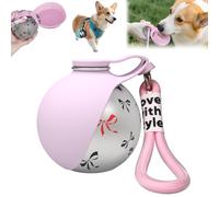 2-in-1 Portable Dog Water Bottle for Small Dogs - Leak-Proof, Compact & Foldable Pet Water Bottle with Silicone Bowl, 10oz for Walking & Travel - Stainless Steel, One-Hand Operation (1 Pink)