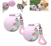 2-in-1 Portable Dog Water Bottle for Small Dogs - Leak-Proof, Compact & Foldable Pet Water Bottle with Silicone Bowl, 10oz for Walking & Travel - Stainless Steel, One-Hand Operation (2 Pink)