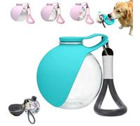2-in-1 Portable Dog Water Bottle for Small Dogs, Stainless Steel Flask & Silicone Bowl, Convenient Dog Water Bottle with Bowl for Walking and Travel, 285ml Volume (B-Blue)