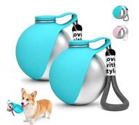 2-in-1 Portable Dog Water Bottle with Foldable Silicone Bowl, Distributeur D’Eau Portable Anti-Fuite pour Petits Chiens Et Chats, Idéal pour Promenade, Randonnée Et Camping(Blue-2pcs)