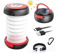 2 In 1 Rechargeable Folding Solar Camping Lantern Lamp Outdoor Folding Handheld Telescopic Usb Cable Battery 3 Brightness 800mah Max Duration 12h For Hiking Bivvy.[H21]