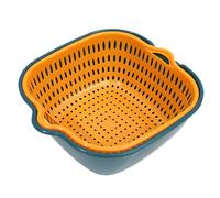 2 In 1 Removable Plastic Double Layer Kitchen Strainer Set Multifunctional Draining Basket For And Vegetables Ideal For Washing And Cleaning Assiette Murale (Yellow, One Size)