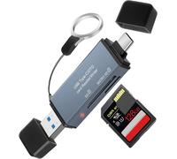 2 in 1 SD/Micro SD Card Reader - USB 3.0 and USB C Aluminium Memory Adapter - Compatible with Mac, iPhone 15, Camera