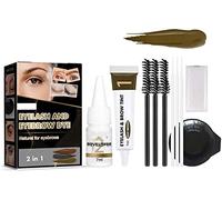 2 In 1 Semi-permanent Eyebrow Eyelashres Dye Tint Kit Brow Lashes Tattoo Cream, Teinture Sourcils Semi-permanent, Lash & Brow Coloring Kit, Longue durée de 8 semaines (Light Brown)