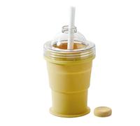 2-in-1 Silicone Ice Ball Maker Cup | Portable Foldable Ice Hockey Cup With Straw & Lid, Easy Demolding, Leak-Proof Coffee Mug For Camping,Offices,Summer Cold Drinks