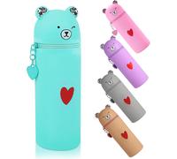 2 In 1 Soft Silicone Pencil Case With Zipper Cute Colored Pencil Case Marker Pen Bag For Student And Teen Girls - Grey Grey School Bag Set, Green, School Bag Set