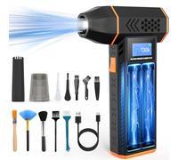 2 in 1 Souffleur Air Comprimé, Souffleur PC 4 Vitesses 130000 TR/Min de Pulvérisation d’Air Comprimé avec Batterie 6000mAh, Mini Aspirateur avec Lumière LED & écran HD pour Clavier, PC, Voiture