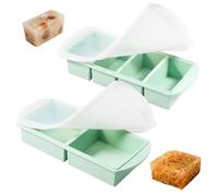 2-in-1 Souper Cubes, Lot de 2 Plateaux de Congélation en Silicone avec Couvercle, 2+4 Compartiments Récipient à Soupe, Moule à Soupe pour Soupe,Ice Cube,Bouillon,Sauce (4 x 250 ml, 2 x 501 ml, vert)