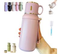 2 In 1 Stainless Steel Vacuum Insulated Bottle With Lidded Cup, 20 Ounce, Wide Mouth Leakproof Large Capacity thermal flask water bottle for Travel, Gym & School (Purple)