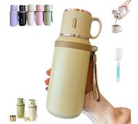 2 In 1 Stainless Steel Vacuum Insulated Bottle With Lidded Cup, 20 Ounce, Wide Mouth Leakproof Large Capacity thermal flask water bottle for Travel, Gym & School (Green)