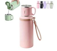2 In 1 Stainless Steel Vacuum Insulated Bottle With Lidded Cup, 316 Stainless Steel Water Bottle, Detachable Design, leakproof large capacity lidded cup for Travel, Gym (Pink)