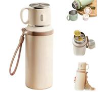 2 In 1 Stainless Steel Vacuum Insulated Bottle with Lidded Cup,316 Stainless Steel Wide Mouth Design Water Bottle,Leakproof Large Capacity Thermal Flask for Travel,Gym (White)