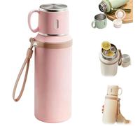 2 In 1 Stainless Steel Vacuum Insulated Bottle with Lidded Cup,316 Stainless Steel Wide Mouth Design Water Bottle,Leakproof Large Capacity Thermal Flask for Travel,Gym (Pink)