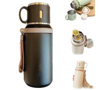 2 In 1 Stainless Steel Vacuum Insulated Bottle with Lidded Cup,316 Stainless Steel Wide Mouth Design Water Bottle,Leakproof Large Capacity Thermal Flask for Travel,Gym (Black)