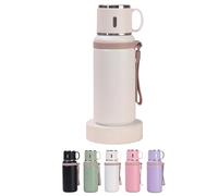 2 in 1 Stainless Steel Vacuum Insulated Bottle with Lidded Cup - Double Layer Large Capacity Insulated Drinkware Bottles for Travel, Gym, School (White)