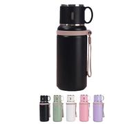 2 in 1 Stainless Steel Vacuum Insulated Bottle with Lidded Cup - Double Layer Large Capacity Insulated Drinkware Bottles for Travel, Gym, School (Black)