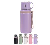 2 in 1 Stainless Steel Vacuum Insulated Bottle with Lidded Cup - Double Layer Large Capacity Insulated Drinkware Bottles for Travel, Gym, School (Purple)
