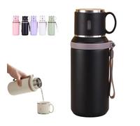 2 In 1 Stainless Steel Vacuum Insulated Bottle With Lidded Cup, ouble Layer Insulated Drinkware Bottles, 316 Stainless Steel Water Bottle for School, Gym, Work, Travel, Car (Black)