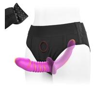 2-in-1 Strapon-on Dildo Double Gode Ceinture,Strap on Ceinture pour Femme Lesbienne,Amovible Double Gode Anal avec Sous-Vêtements Strapon Réglable,Masturbateur Jouet Sexuel pour Femme