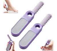 2 in 1 Toe Cleaning Brush & Foot File Callus Remover for Feet in Shower, Silicone Gap Brush Betwee, Applicable to All People (Purple*2)