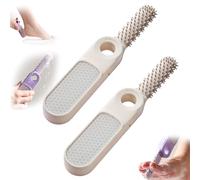 2 in 1 Toe Cleaning Brush & Foot File Callus Remover for Feet in Shower, Silicone Gap Brush Betwee for Seniors Elderly, Men and Women (White*2)