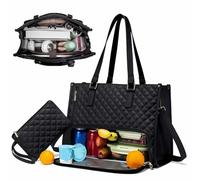 2 in 1 Tote Bag Lunch Bag Combo,Leakproof Insulated Lunch Bags,15.6 Inch Laptop Work Bags with Compartment,Large Capacity Computer Handbags Women,for Office Business Travel(A,A)