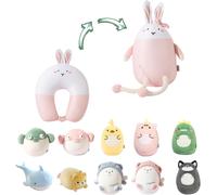 2 in 1 Travel Pillow for Kids-Dinosaur Plush Convertible U Shaped Neck Pillow for Optimal Comfort During Traveling (Aplane,Car,Train,Bus)-Rabbit