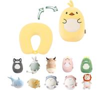 2 in 1 Travel Pillow for Kids-Transformable Plush U Shaped Neck Pillow for Comfort on Airplane,Train,Bus-Little Yellow Duck
