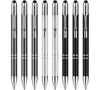 2 in 1 Universal Capacitive Touchscreen Stylus Pens for Touchscreen Devices, High Sensitivity Fit Apple iPad Tablets iPhone Kindle Samsung Galaxy Ballpoint Pens (Black + Silver + Grey)