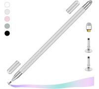 2 in 1 Universal Stylus Pen for Touch Tablet with 2 Magnetic Caps for Tablet, Mobile Phone, iPad, iPhone, Smartphone, Samsung, Huawei etc. Silver