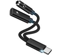 2 in 1 USB C to 3.5 mm USB C to 3.5 mm Aux Audio Adapter Type C Fast Charging for Galaxy S25/S24/S23/S22/A56/A16/A36/A55/A15/A54,iPhone 16/15,Google