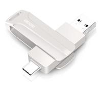 2 in 1 USB Flash Drive 32 GB USB C Flash Drive 32 Giga 2-in-1 OTG Pen 32 GB for PC/Tablet/Laptop/Smartphone with Type C, Xiaomi/Huawei (Silver)