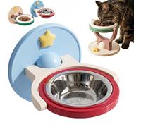 2-in-1 Wall Mounted & Elevated Cat Bowl,Removable Bowl，A：Stainless Steel
