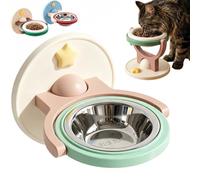 2-in-1 Wall Mounted & Elevated Cat Bowl,Removable Bowl，B：Stainless Steel