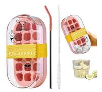 2-In-1 Water Bottle with Ice Tray - Ice Making Bottle | Freezer Îce Making Tray | 800ml Icé Maker Bottlè with Straw, Press to Release Îce Cube Mold for Freezer Coffee Juice and Beverages