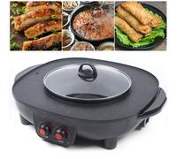 2 in1 2.1KW Hot Pot BBQ électrique Shabu Hotpot sans fumée Grill Pan Grill Machine